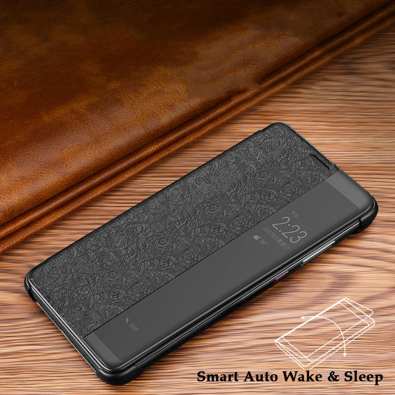 Оригинальный чехол XOOMZ из натуральной кожи страуса для Huawei Mate 10/ Pro Smart Auto Flip Cover