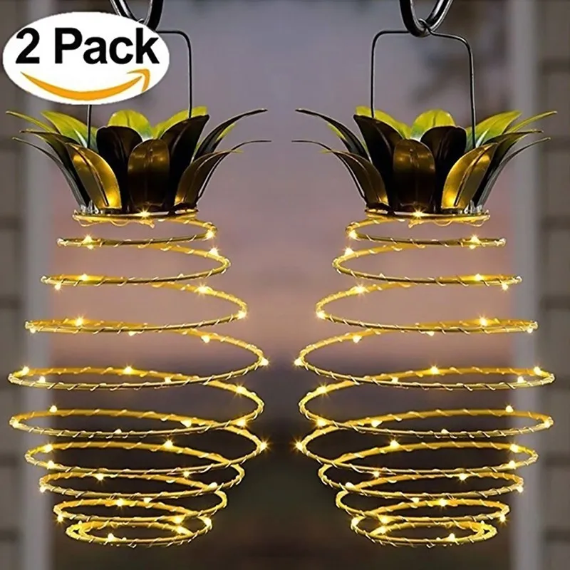 2 шт./компл. Солнечный Железный фонарь ананас медный провод светодиодный садовый