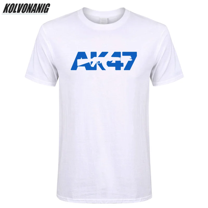 KOLVONANIG 2021 Summer Fashion New Streetwear Men Cotton T-Shirts AK47 Printed T Shirt Short Sleeve Male AK-47 Gun Tops Tees 3XL | Мужская