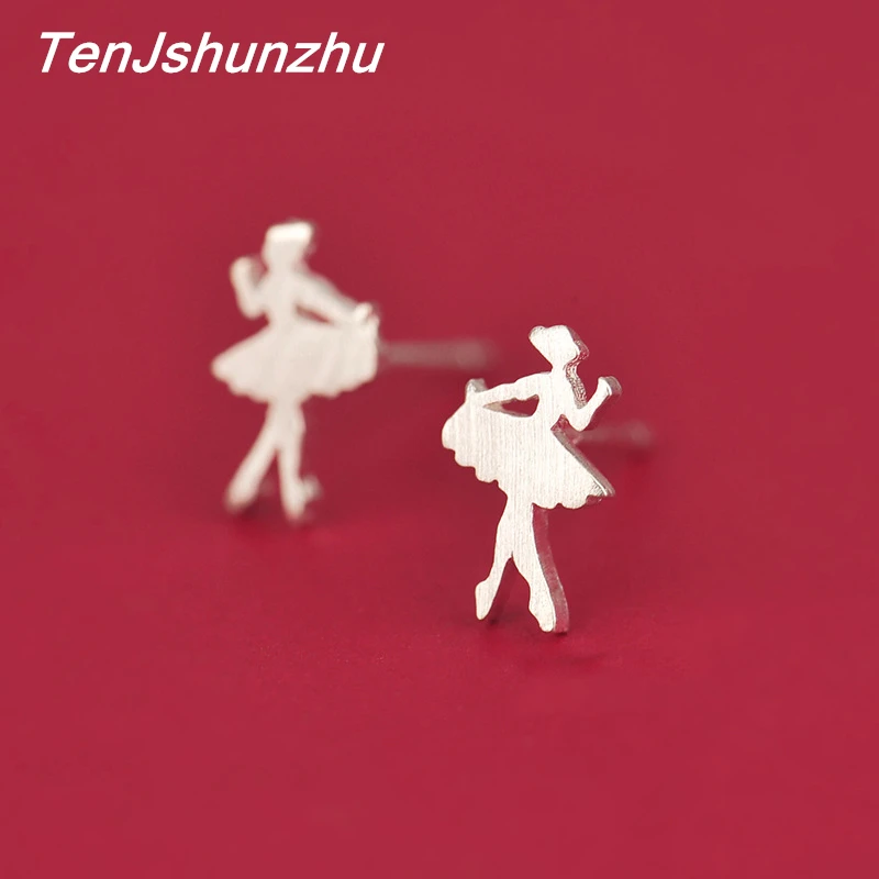 Женские серьги гвоздики серебристого цвета для танцовщицы балерины eh419|fashion stud