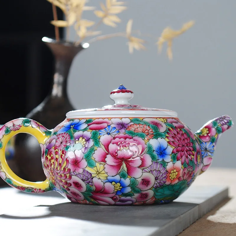 300 мл Jingdezhen бутики Семейные розы фарфоровые цветы чайный горшок искусственный