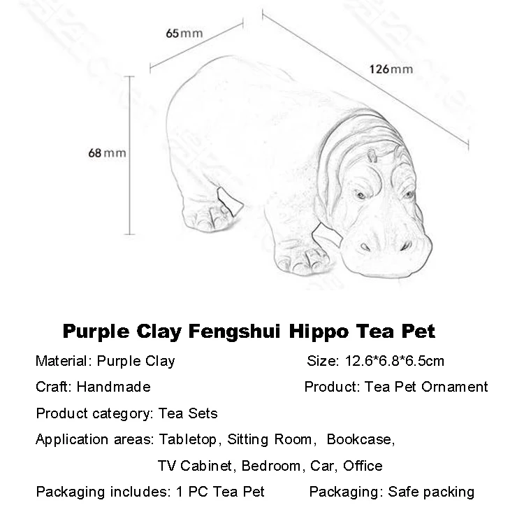 Аутентичные Yixing фиолетовая глина бутика Hippo чайные животные для украшения