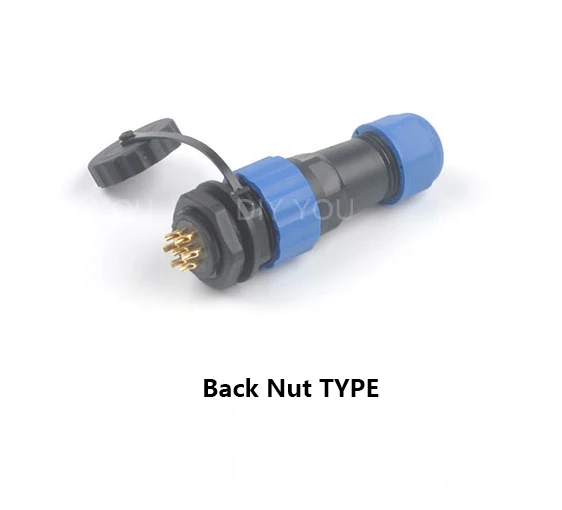 Back Nut SP16 IP68 водонепроницаемый док авиационным соединителем с разъемом «папа» и муфтовый стыковочный переводник 2/3/4/5/6/7/9 контактный разъем для монтажа в панель Кабельный разъем - Цвет: Back Nut