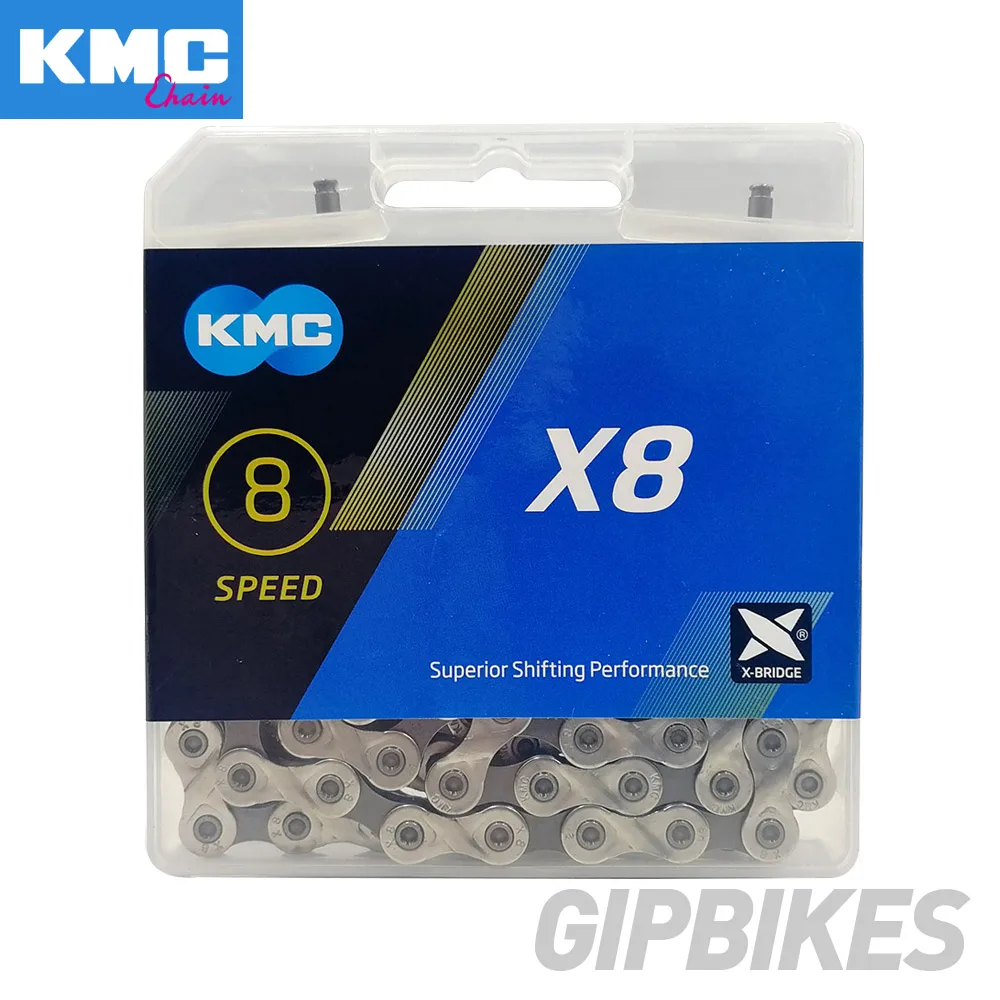 KMC X8 велосипедная цепь 8 скоростей 116 звеньев с быстрым звеном Ультралегкая 320 г MTB цепь для горного велосипеда дорожная 8 переменная коробка - Цвет: X8