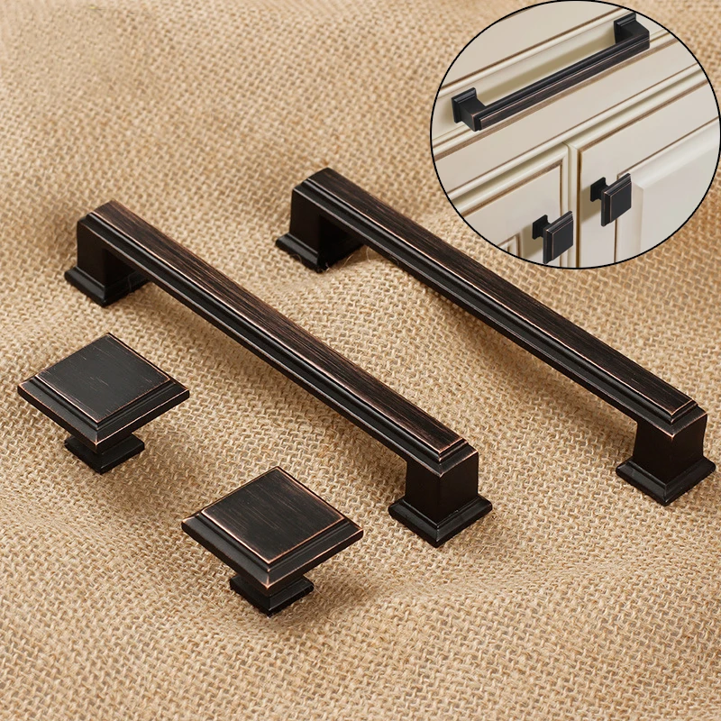 Винтажные американские черные и красные дверные ручки для мебели шкафа обуви