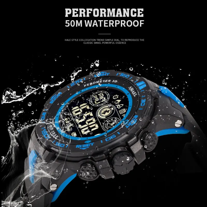 SMAEL цифровые часы 8012 Bluetooth мужские спортивные 50 м водонепроницаемые Смарт Relojes Hombre