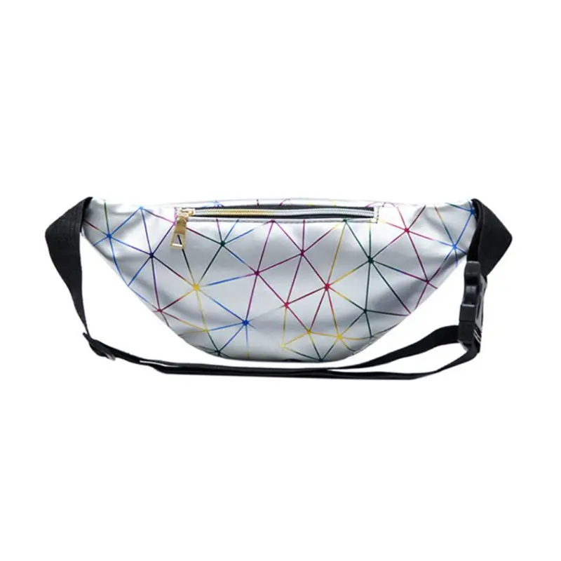 

Holographic Waist Bags Women Fanny Pack Female Belt Bag Geometric Packs Patchwork Chest Phone Pouch