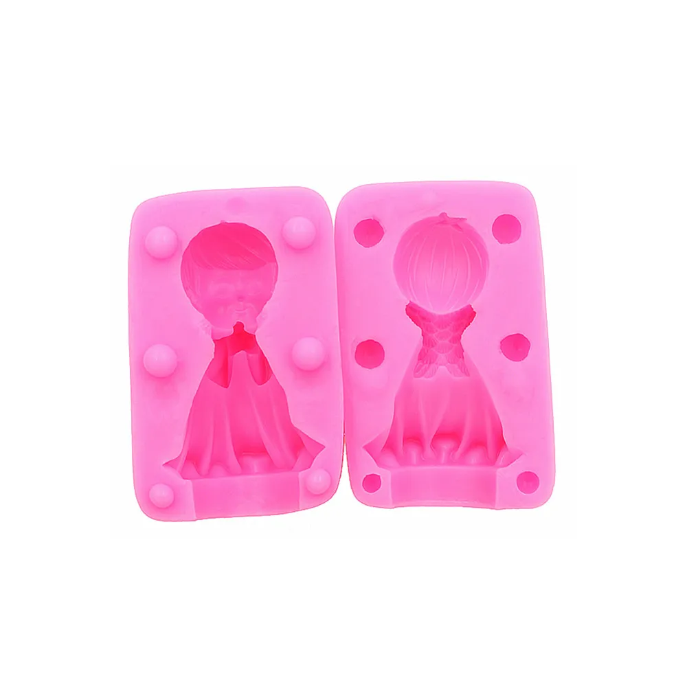pink Гаджеты помадные формы Маленький мальчик силиконовые формы 3D Мальчик Ангел молиться силиконовые свеча формы детские партия Помады Украшения Торта - Цвет: pink