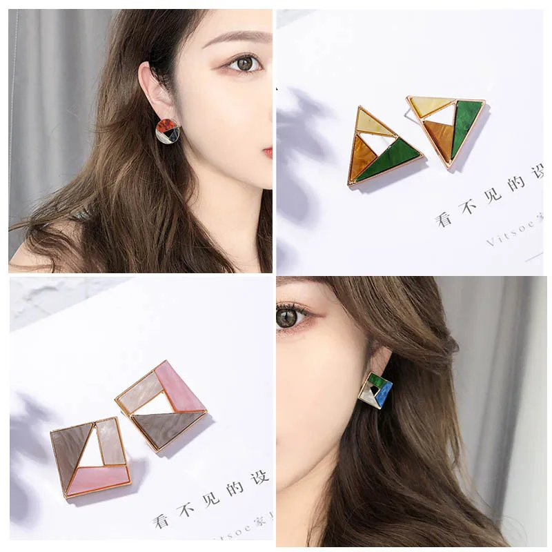 Привлекательного леденцового Цвета акрил текстура серьги со шпилькой для женщин