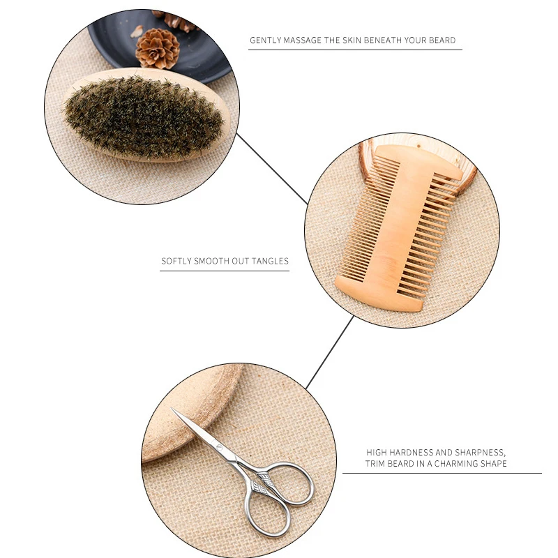 Мужская щетка для бороды расческа лица усов бритья массажер ухода за лицом набор
