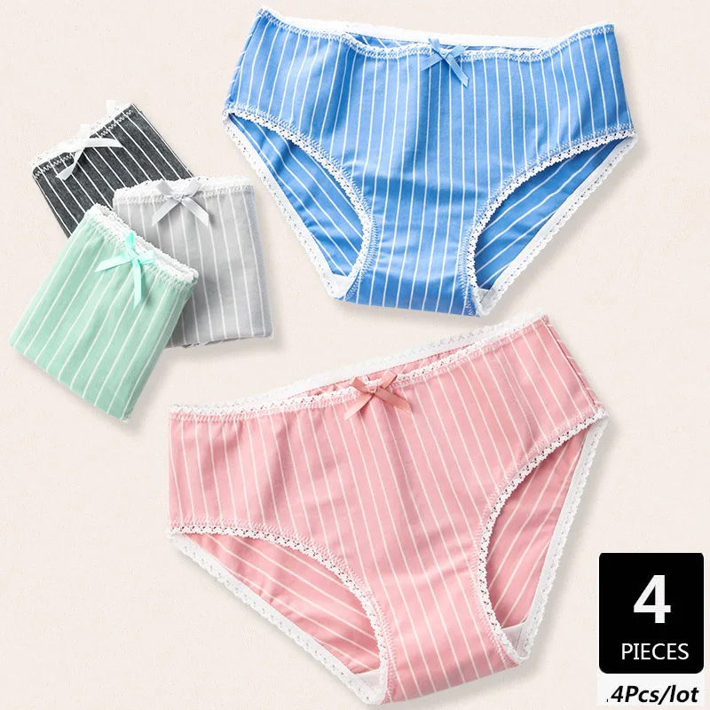 4 шт./лот сексуальные женские трусики с низкой талией милые Однотонные трусы