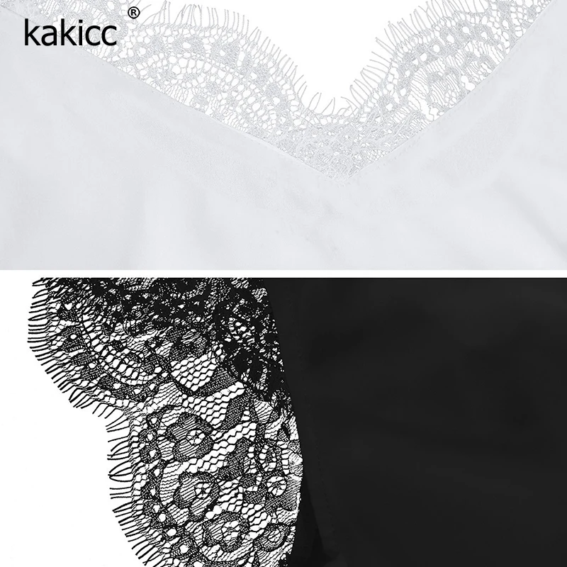 Lace Spliced Chiffon Women Blouses V Neck Sleeveless Shirts Summer Loose Casual Female Fashions Elegant White Solid Tops |