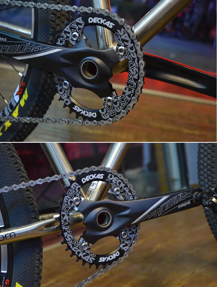 DECKAS MTB горный велосипед шоссейная велосипедная цепь узкая широкая односкоростная круглая/Овальная цепь 104BCD черная/красная Цепь 32 T-38 T