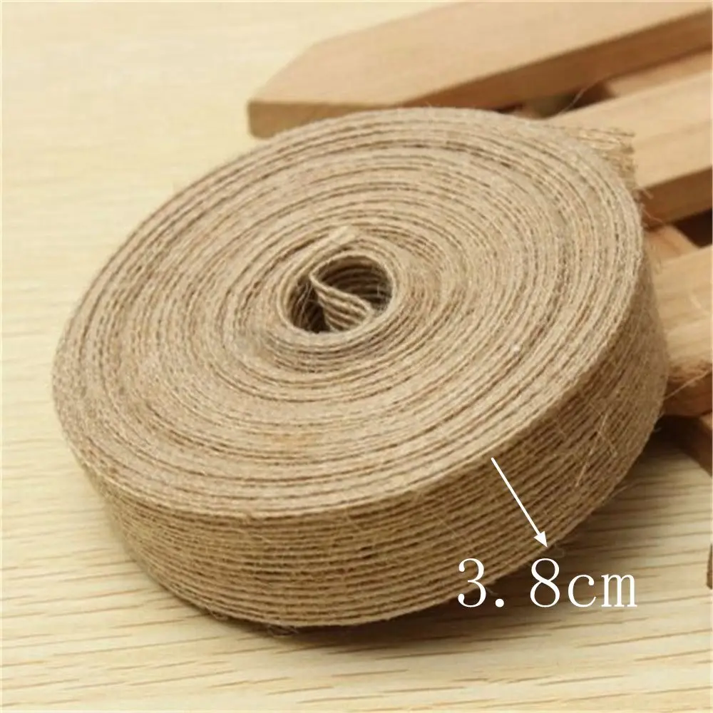 1 yard 38mm 1 ярд 0,6-15 см Сделай Сам чистый цветной льняной рулон Сделай Сам ручной Рождественский Свадебный крафт льняной натуральный джутовый рулон стол флаг спинка сиденья 181261 - Цвет: 1 yard 38mm
