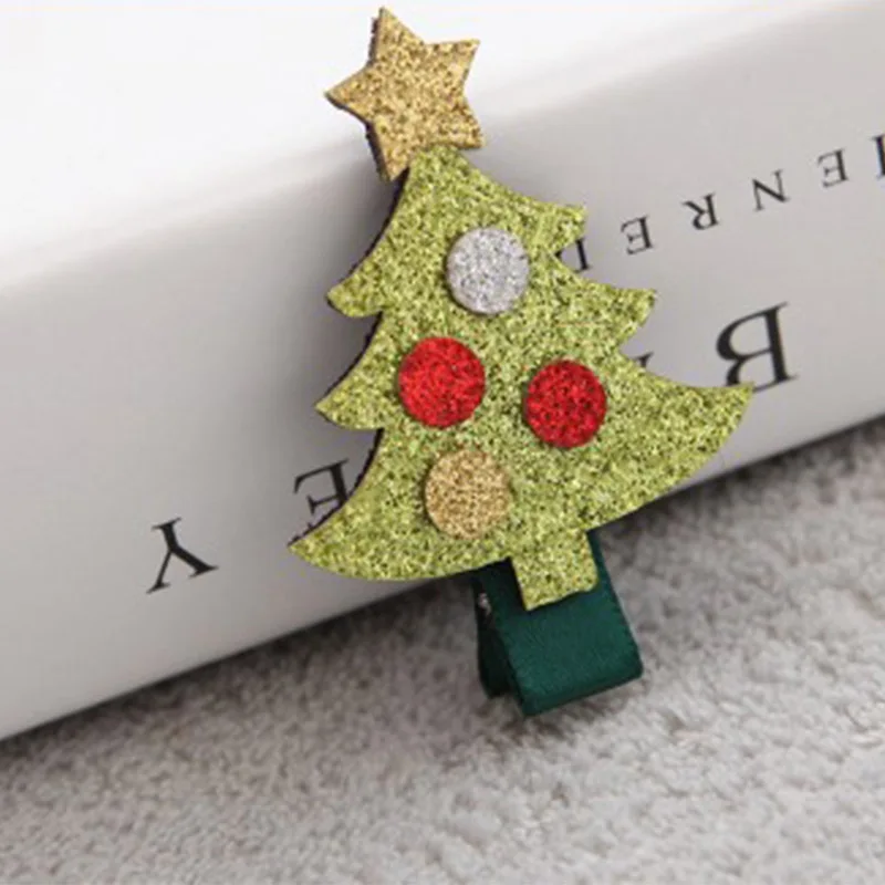 Dotted Tree Новинка, 1 шт., Детские милые рождественские украшения, заколки для волос, много типов, перчатка, дерево, популярные заколки для волос для девочек, горячая распродажа - Цвет: Dotted Tree