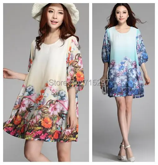 2014 модное женское Новое поступление свободное летнее платье большого размера