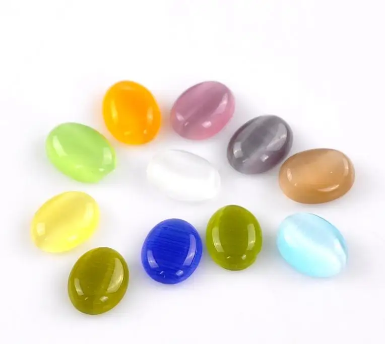 100 шт. смешанный стеклянный кабошон кошачий глаз овальные купольные Кабошоны