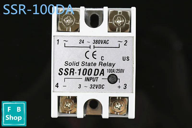 

1PCS SSR100DA SSR-100DA Manufacturer 100A ssr relay,input 3-32VDC output 24-380VAC