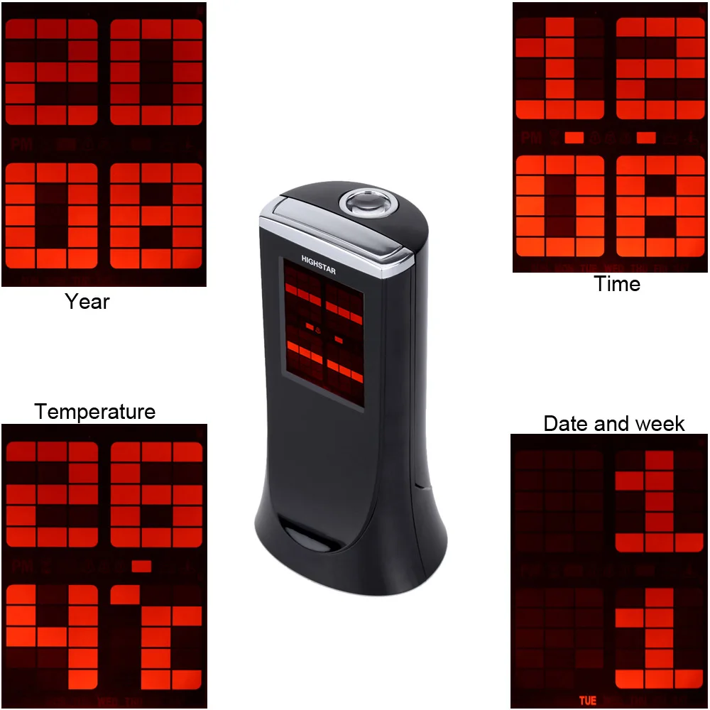 Проекционные часы 180 градусов вращения Повтор цифровые электронные настольные