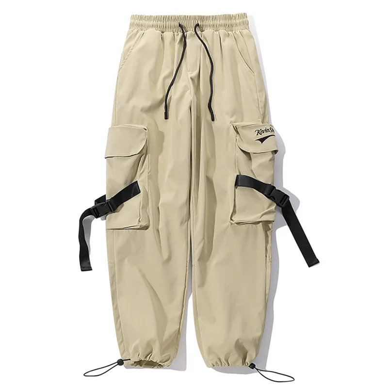 Pants Men Solid Color Track Trousers Drawstring Elastic Waist Casual Fashion Multi-Pocket Joggers Sweatpants | Мужская одежда
