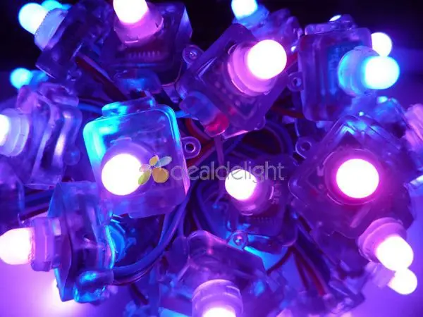 

50 шт. WS2801 цифровой рассеянный RGB светодиодный пиксельный квадратный 12 мм IP68 Водонепроницаемый DC 5 В квадратный тип Бесплатная доставка