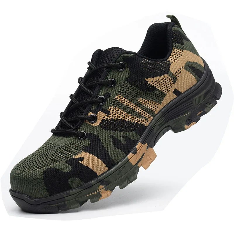 Camouflage Green Новая выставка, мужские камуфляжные военные рабочие ботинки, уличная Защитная Мужская защитная обувь со стальным носком размера плюс 35-48 - Цвет: Camouflage Green