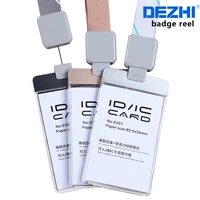 dezhi acrylic clear access card id ic card badge holder work card with polyester lanyard logo custom neck rope