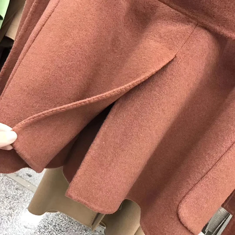 Женские кашемир пальто Твердые Полный рукавом Женская куртка ручной Реверсивный