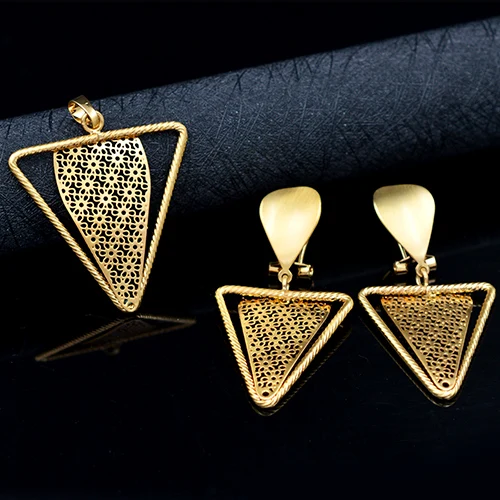 Earrings Pendant G Солнечный ювелирные изделия Мода Треугольники комплекты украшений для женщин колье серьги кулон Ювелирные наборы для праздничный свадебный Венчальный ювелирные изделия - Окраска металла: Earrings Pendant G