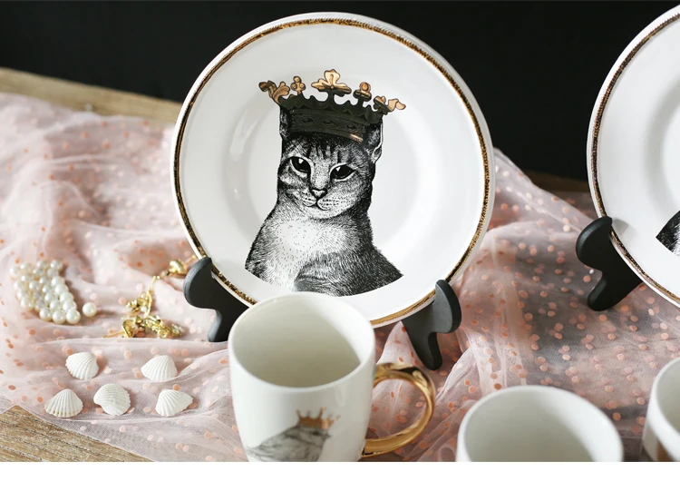 Креативная керамическая Корона кошка Корона собака декоративная настенная посуда фарфоровая десертная тарелка для стейка домашний декор ремесла украшение стены комнаты