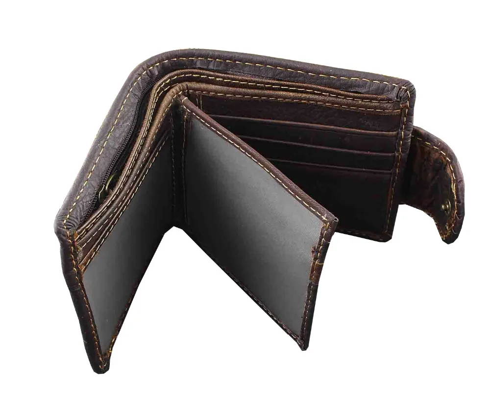 Мужской Байкерский винтажный кошелек из искусственной кожи на молнии с