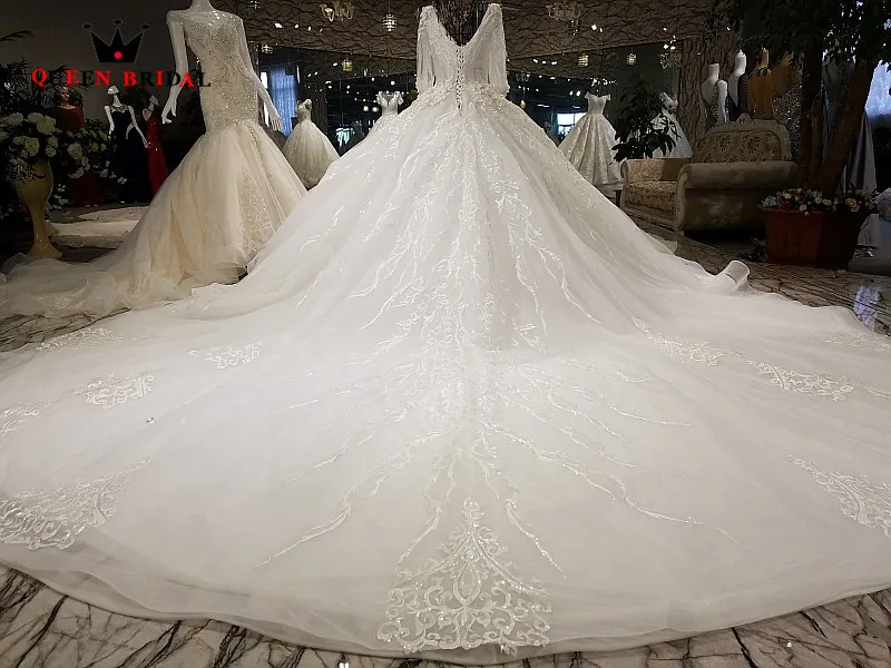 Бальное платье 2021 robe de mariee с V образным вырезом кружевное украшенное бисером vestido