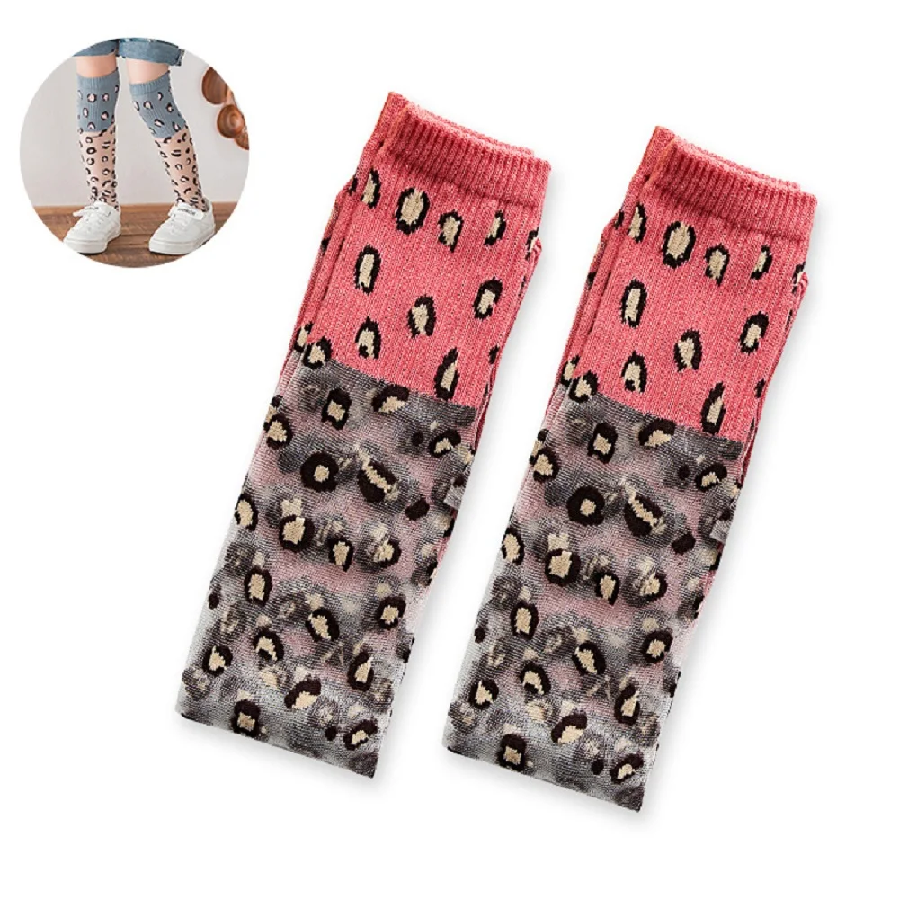 Красный Brand Kids Girls Breathable Leopard Knee Stocking Fashion Soft Comfortable Mid Tube Stockings 6 Colors - Цвет: Красный