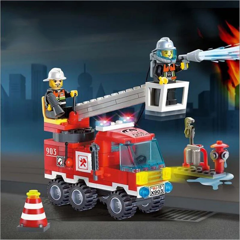 130pcs/set Fire Fighting Leader Truck Model Educational Construction Bricks DIY Building Blocks Toys Children Gifts | Игрушки и хобби