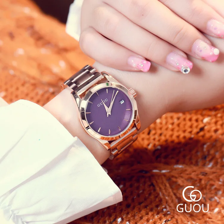 Горячая Распродажа GUOU Роскошные полностью из нержавеющей стали розовое золото