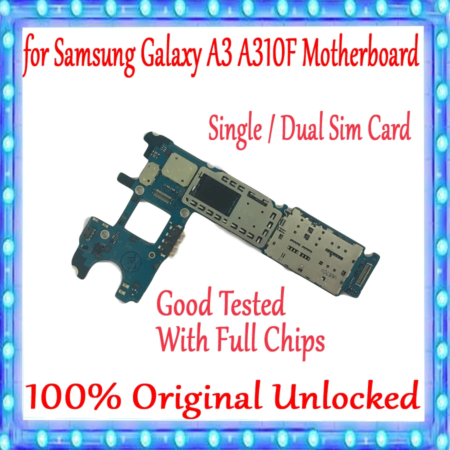 Материнская плата для Samsung Galaxy A3 A310F с одной/двумя Sim картами 100% Оригинальный
