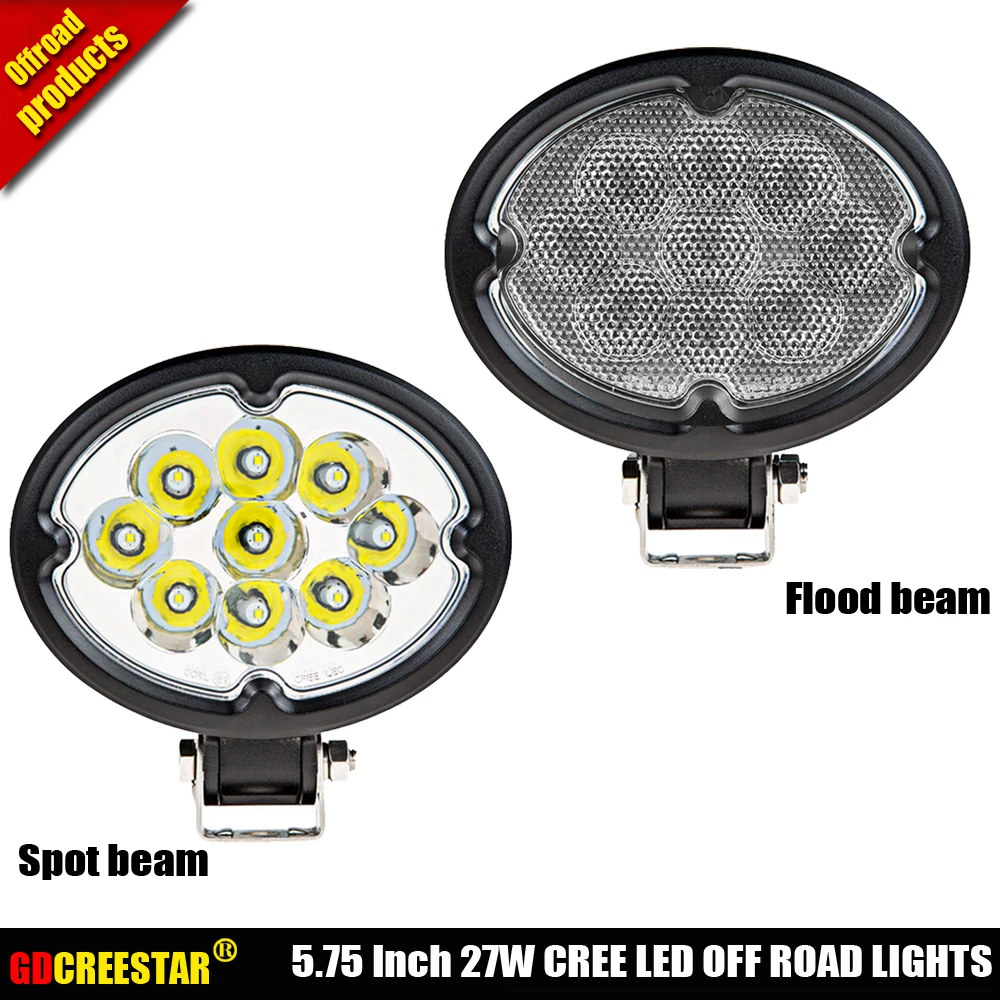 

27W Oval Led Tractor lights Flood Spot Beam 12V 24V led offroad lights 9leds used for John Deere New Holland x1pc free shipping