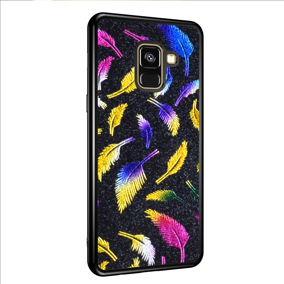 Feather Glitter case For Samsung galaxy A8 A6 S8 S9 J2 J4 J6 2018 Grand Prime J3 J5 J7 A3 A5 2017 2016 S5 Case Soft Cover |