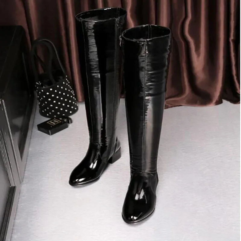 2019 Новый стрейч полностью кожаные boots1786|Ботфорты| |