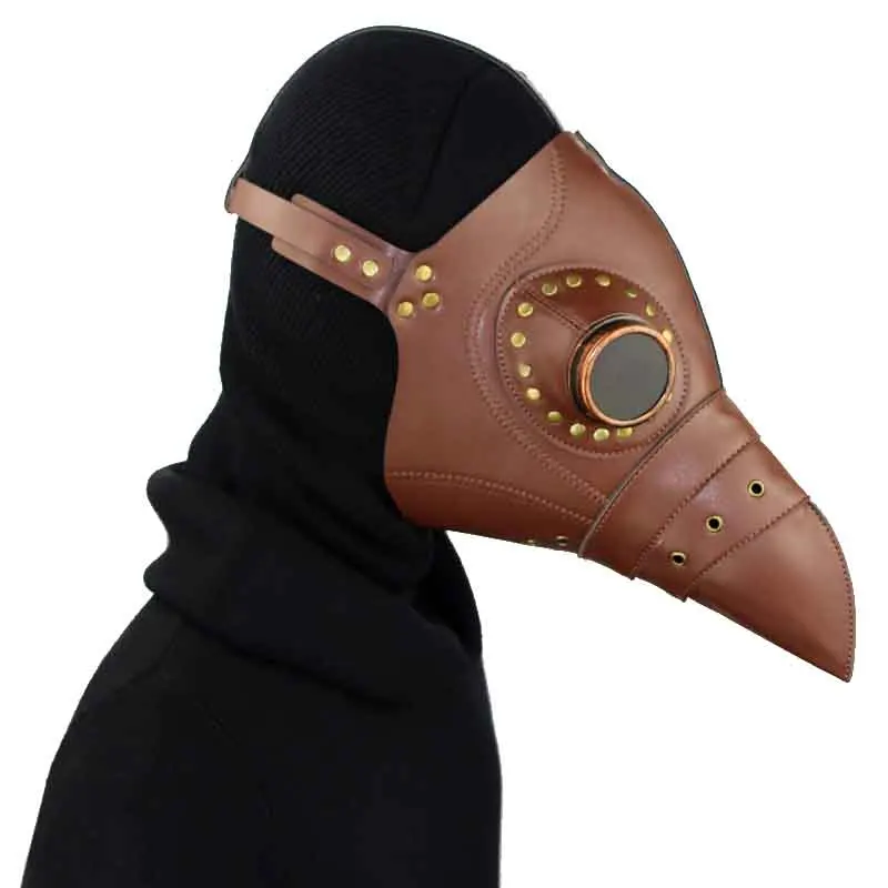 Винтажная маска в стиле панк-рок с заклепками коричневая искусственная кожа