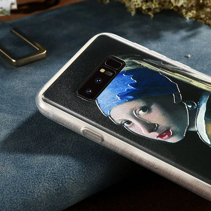 CASEIER чехол для Samsung S8 Note 8 Edge силиконовый S6 S7 Plus Girl с жемчужными серьгами Capinha |
