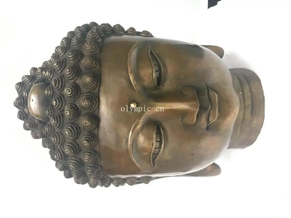 

13 дюймов медная бронза резной буддизм tathagata vairochina Sakyamuni голова Будды