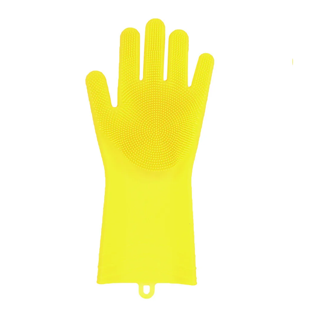 Yellow TENSKE силиконовые многоцелевые перчатки для ленивых мытья посуды толстые прочные удобные скраб щетка чистящие инструменты для дома щетка 7Dec25 - Цвет: Yellow