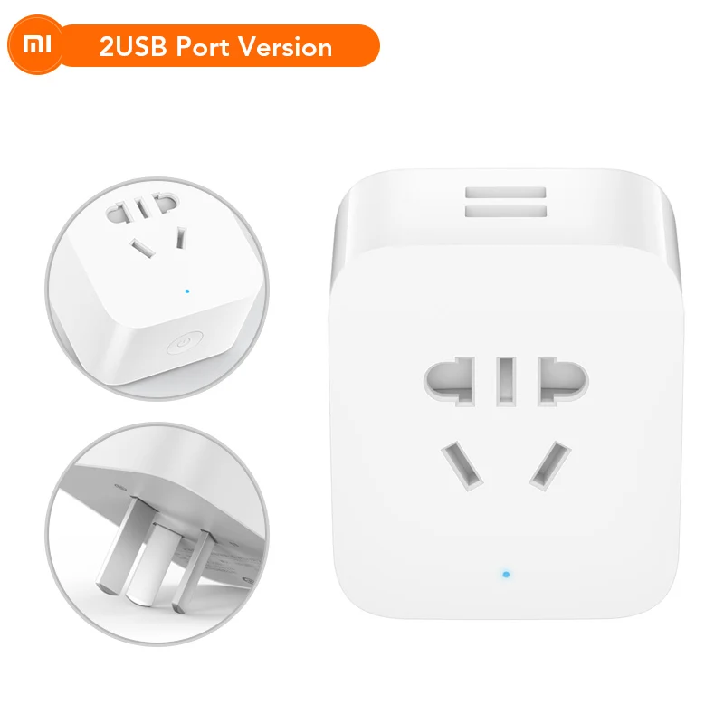 2USB Port Version Оригинальная Xiaomi mi умная Wi-Fi розетка Ti mi ng Plug приложение дистанционное управление работа с Xiao mi умный дом mi jia Zigbee - Цвет: 2USB Port Version