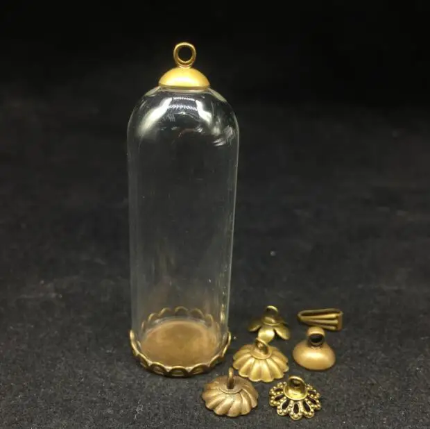 

50sets/lot 50*18mm glass globe antique bronze color LACE base beads cap glass vial pendant bottle dome jewelry findings