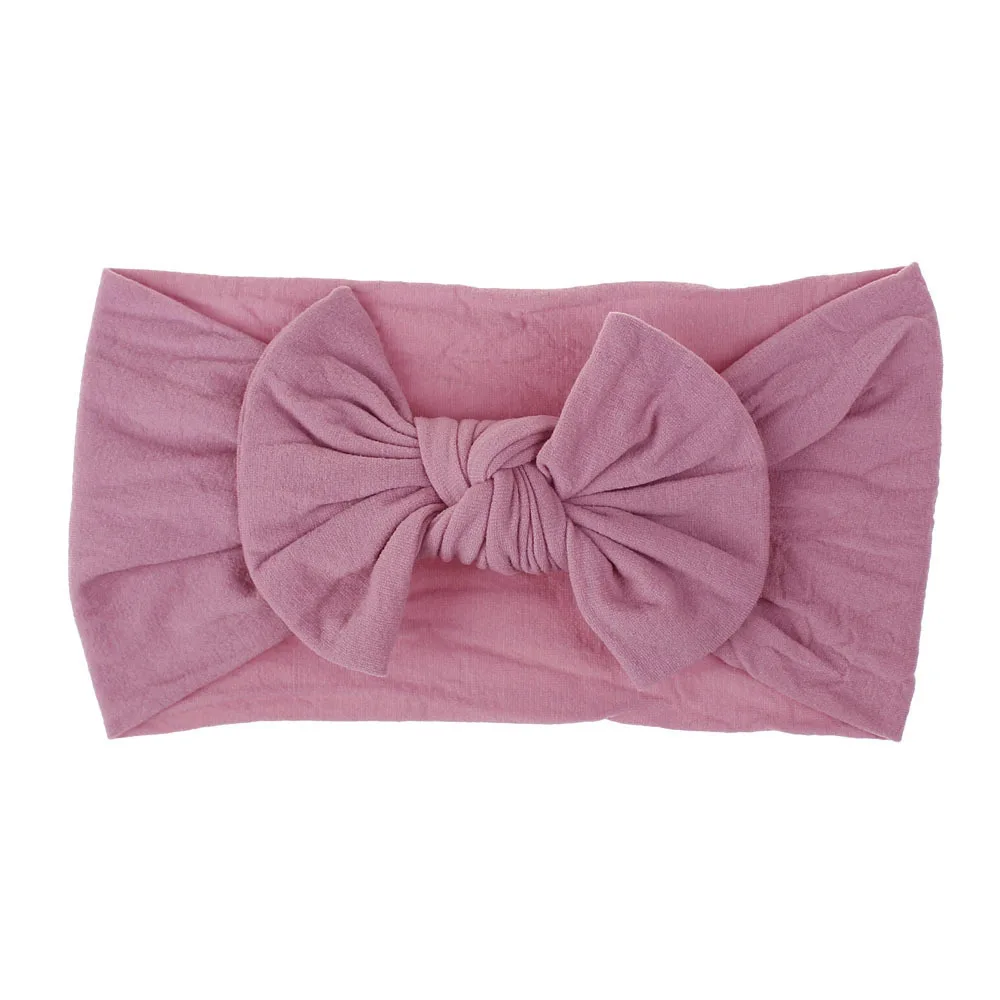 Mauve Bow Новинка, мягкие нейлоновые повязки на голову, детский топ с бантом, эластичная повязка на голову, круглая повязка на голову, аксессуары для волос для новорожденных девочек - Цвет: Mauve Bow