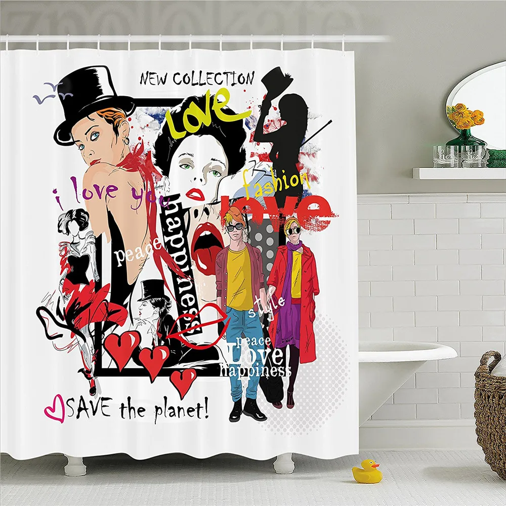 Модный домашний декор занавеска для душа модный коллаж счастье любовь милые