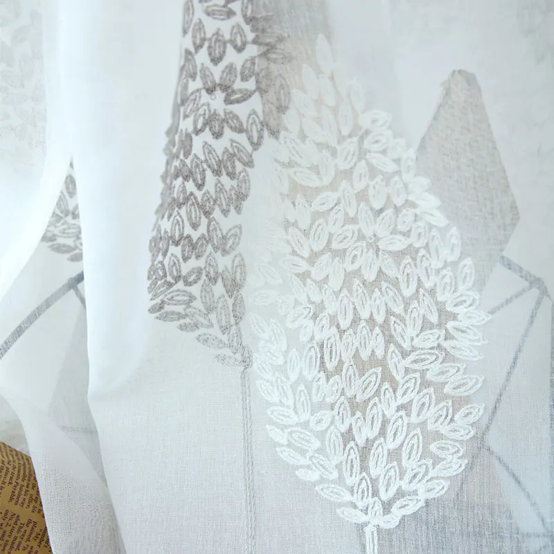 Простой серый/белый двойные листы вышитые вуаль шторы для Спальня Гостиная Тюль