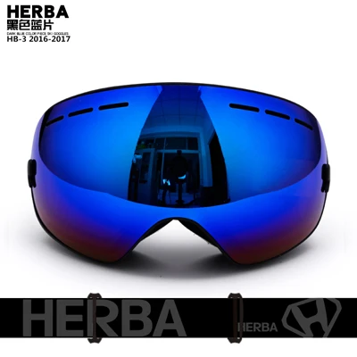 Новинка, лыжные очки HERBA, двойные линзы, UV400, анти-туман, для взрослых, сноуборд, Лыжный спорт, очки для женщин, мужчин, снежные очки - Цвет: Black Frame B