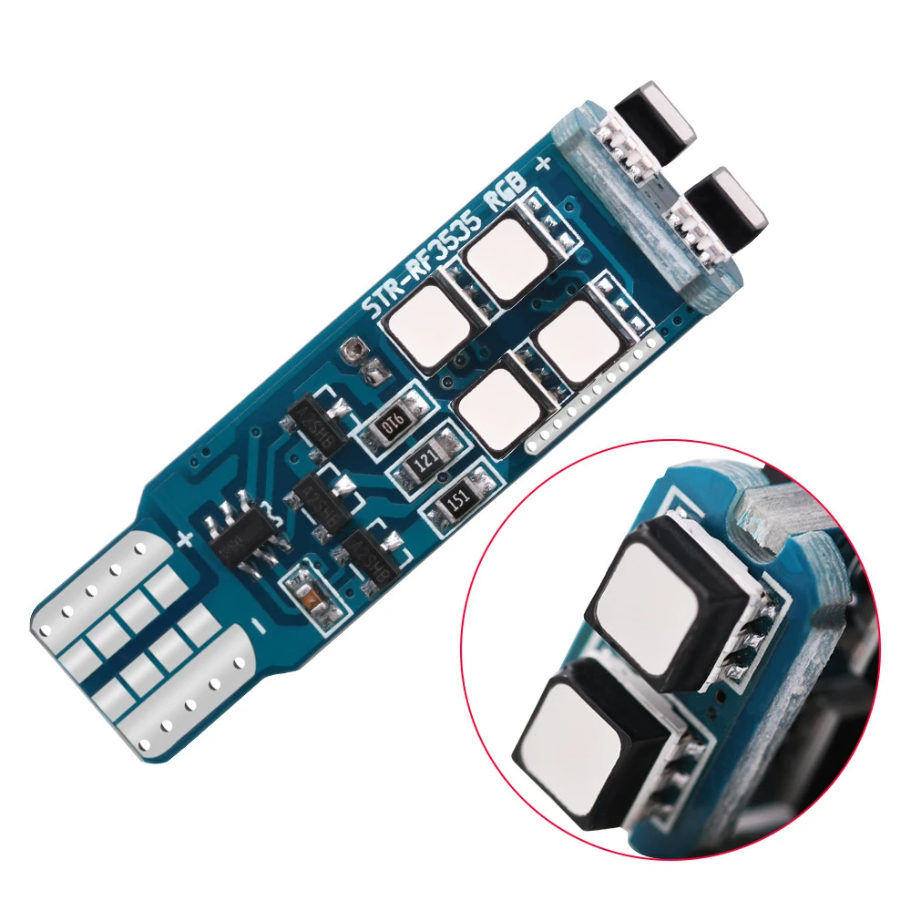 QCDIN 1 компл. T10 W5W светодиодный Canbus автомобисветильник RGB сигнальная лампа RF